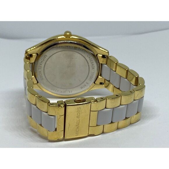 Michael Kors MK4295 Women's Two Tone Analog White Dial Quartz Wrist Watch GE188 - Picture 9 of 11